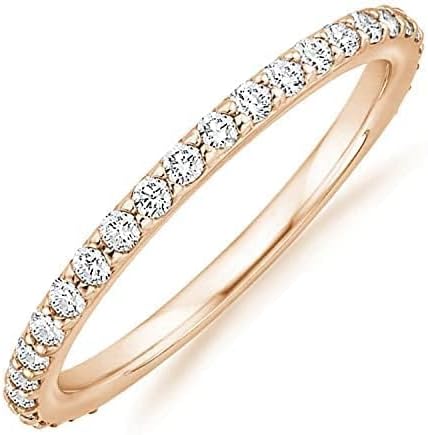 Stackable Eternity Ring for Women 14K Gold Plated Cubic Zirconia Simulated Diamond Wedding Band Silver Jewelry