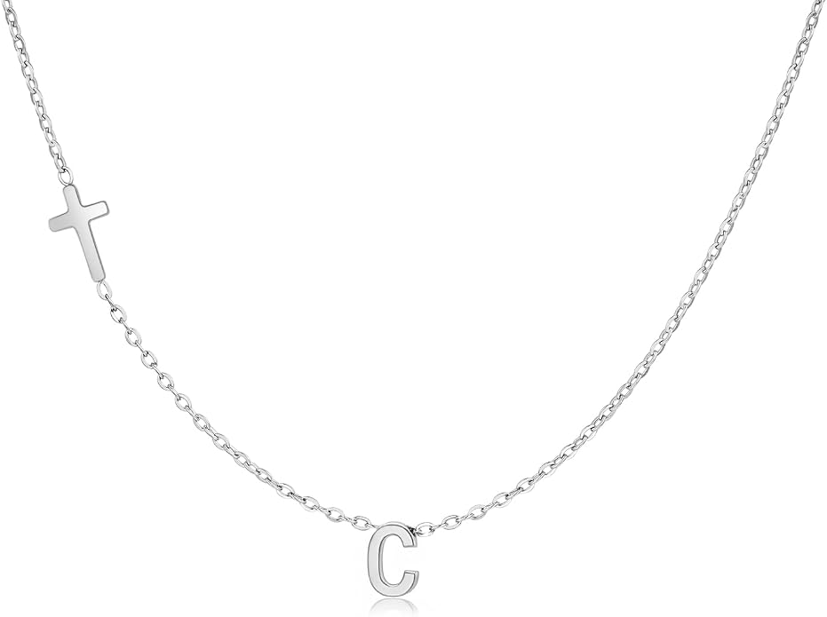 Cross Necklace for Women with Initial, 18K Gold Plated Initial A-Z Pendant| Dainty Cute Cross Necklaces | Trendy Tiny Gold Letter Necklaces Jewelry Gifts for Women