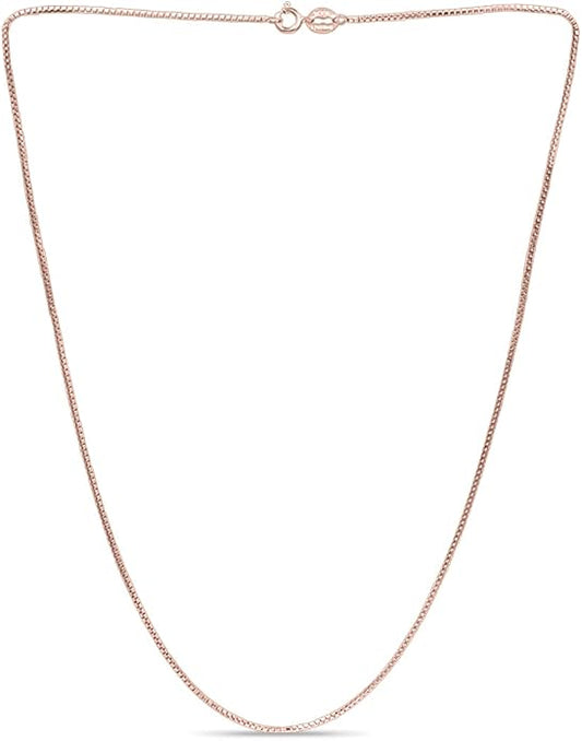SEA OF ICE Chain Necklace 925 Sterling Silver with Ring Clasp Closure, Italian Box Necklace Chain Necklace for Women & Men, Available in Gold, Rose Gold, Silver, and Black Rhodium, Multisize