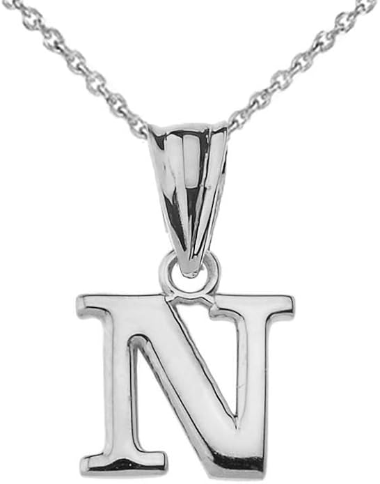 Claddagh Gold .925 Sterling Silver Initial Pendant Charm – Personalized Alphabet Letter Jewelry in 0.80mm or 0.55mm Block Font