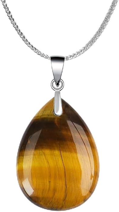iSTONE 925 Sterling Silver Natural Crytral for Womens Pendant Necklace, Gemstone Birthstone with 17.8" Silver Chain Ladies