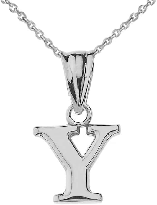 Claddagh Gold .925 Sterling Silver Initial Pendant Charm – Personalized Alphabet Letter Jewelry in 0.80mm or 0.55mm Block Font