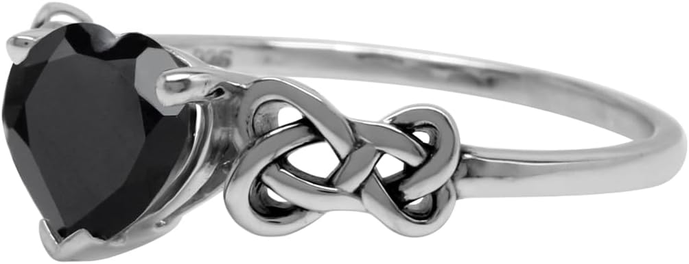Silvershake 7MM Heart Shape 925 Sterling Silver Celtic Heart Knot Filigree Solitaire Promise Ring Jewelry for Women
