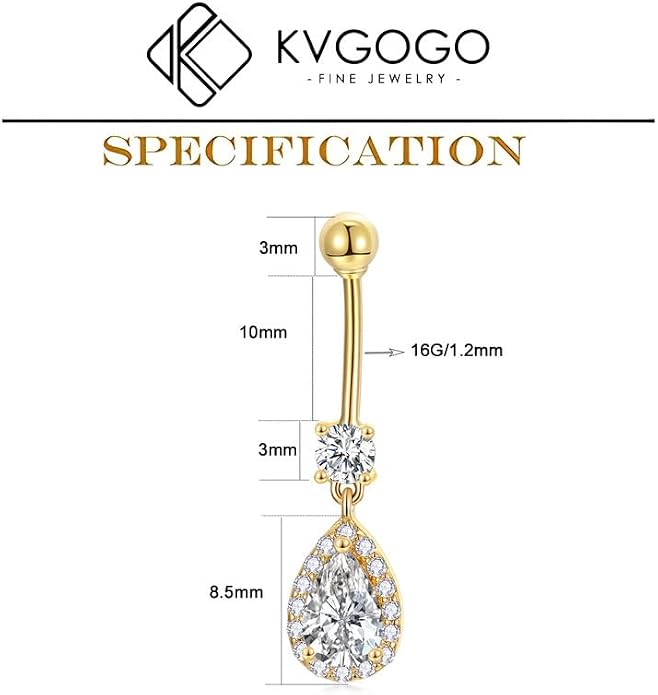Opal CZ Dangle Belly Button Rings for Women 925 Sterling Silver 16G Heart Teardrop Sun Navel Rings Belly Piercing Jewelry Gift