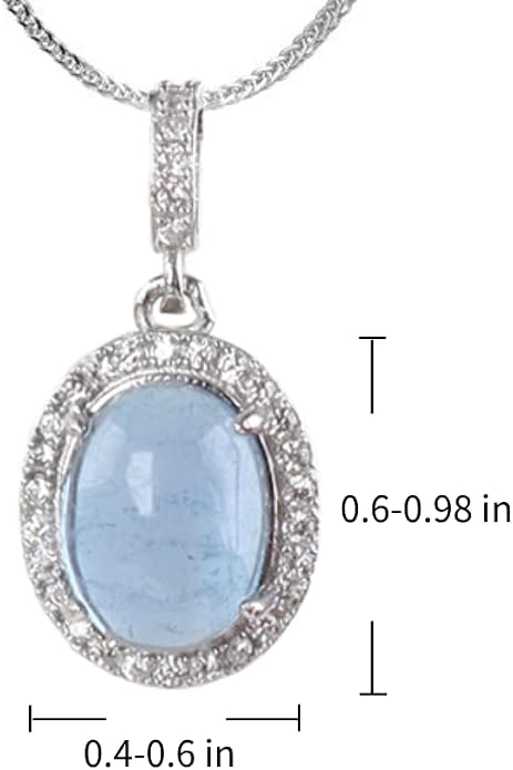 iSTONE 925 Sterling Silver Natural Crytral for Womens Pendant Necklace, Gemstone Birthstone with 17.8" Silver Chain Ladies