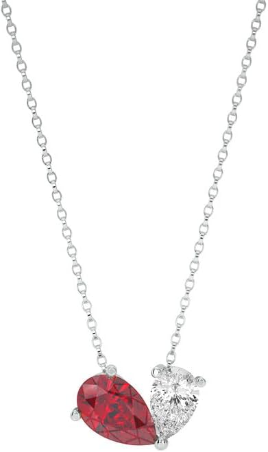 Birthstone necklace Double stone Heart Pendant Necklace 925 Sterling silver birthday, anniversary Personalised gift