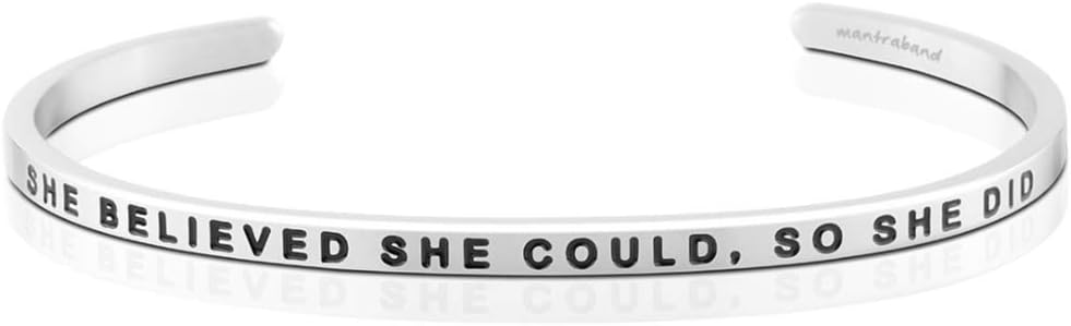 MantraBand - Mantra Band Bracelet - Silver color - Inspirational Engraved Adjustable Cuff - Gifts for Women, Sisters, Friends, Family