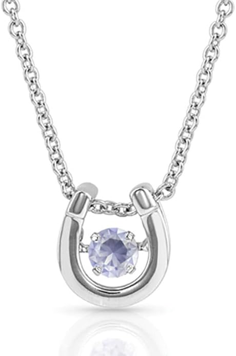 Montana Silversmiths Women's Dancing Birthstone Cubic Zirconia Horseshoe Pendant Necklace