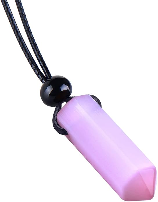 Magic Human Crystal Necklaces - Cool Crystal Point Pendants - Good Vibes Jewelry - Cute Simulated Cats Eye Wands - Spiritual Protection Pendulum Amulets - Good Luck Energy Talismans