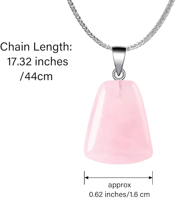 iSTONE 925 Sterling Silver Natural Crytral for Womens Pendant Necklace, Gemstone Birthstone with 17.8" Silver Chain Ladies