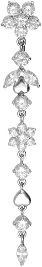 PIERCINGLINE surgical steel dangle belly button piercing with flower tendril - belly button ring surgical steel, gold, silver, rosegold piercing - new version with improved durability