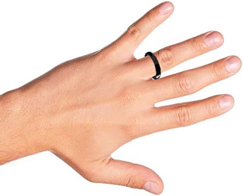 Bling Jewelry Plain Simple Dome Black Couples Titanium Wedding Band Ring For Men For Women Comfort Fit 4MM