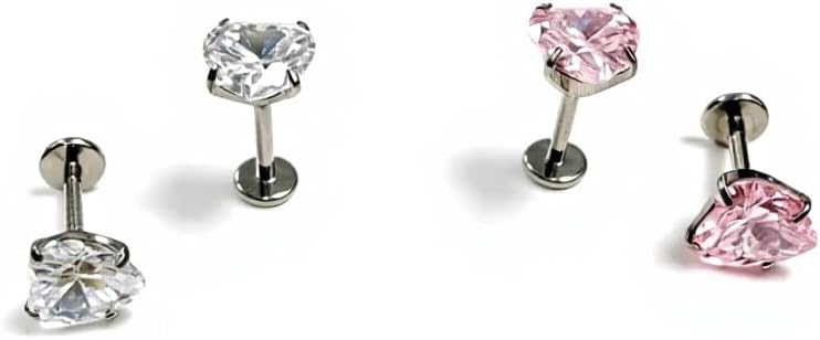 [2 Pairs Value Set]G23 Titanium Stud Earrings for Sensitive Ears, 18G Hypoallergenic Piercing Studs with Flat Back, Internal Thread Earring Jewelry for Women