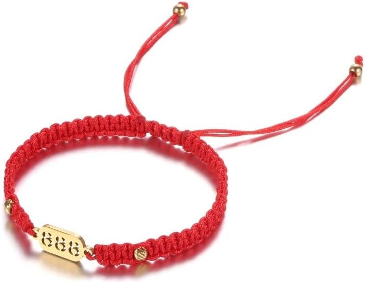 Buddha & Karma Red String Bracelet 888 - Adjustable Ankle Bracelet for Adult Women & Men - Woven Bracelet for Protection & Luck