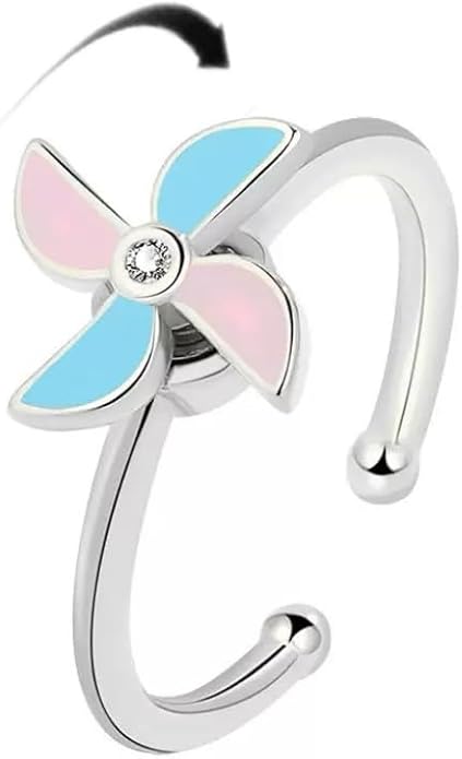 Fidget Ring Anxiety Spinner Ring Open Adjustable Sunflower Star Moon Windmill Butterfly Rings Daisy Stress Relieving Fidget Women Cubic Zirconia Anti Stress Mood Rotate Inspirations Jewelry