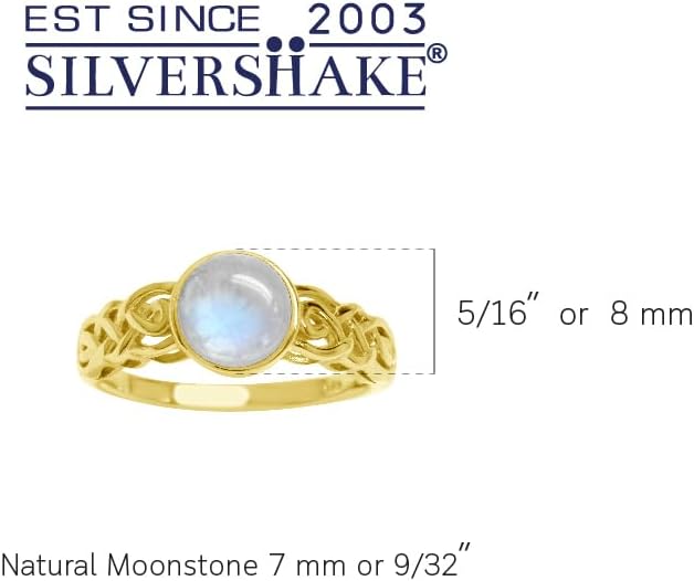 Silvershake 7MM Round Shape Gemstone White Gold Plated or Yellow Gold Plated 925 Sterling Silver Scroll/Filigree Celtic Knot Braided Solitaire Ring Jewelry for Wo