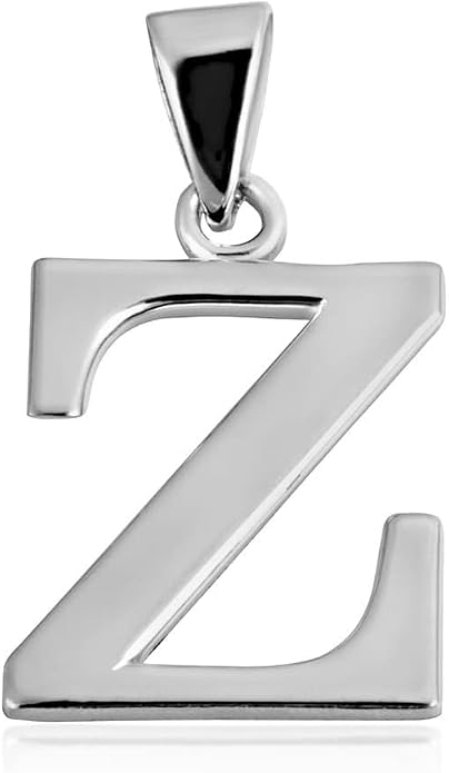 Claddagh Gold .925 Sterling Silver Initial Pendant Charm – Personalized Alphabet Letter Jewelry in 0.80mm or 0.55mm Block Font