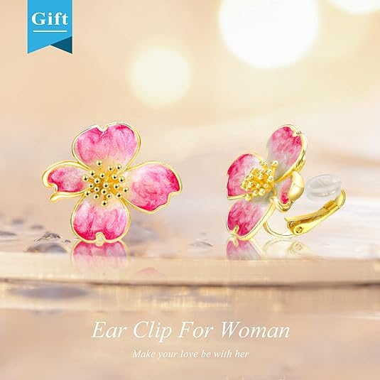 Clip on Earrings Women, 14K Gold Plated Earrings for Sensitive Ears, Fashion Women's Earrings Jewelry Birthday Gift for Wife Grandma Daughter Girls on Christmas Thanksgiving