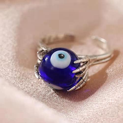 COLORFUL BLING Lucky Evil Eye Adjustable Spinner Fidget Stackable Ring Skull Claw Skeleton Anxiety for Women Men Protection Ojo Amulet Hamsa Jewelry