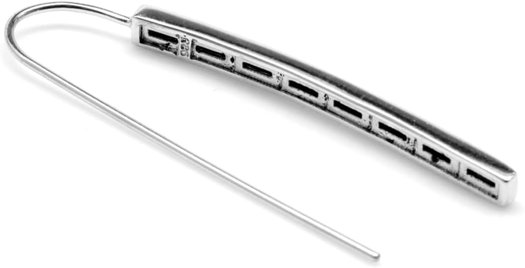 Silvershake Long Stone Inlay White Gold Plated or Yellow Gold Plated 925 Sterling Silver Linear Threader Earrings Jewelry for Women