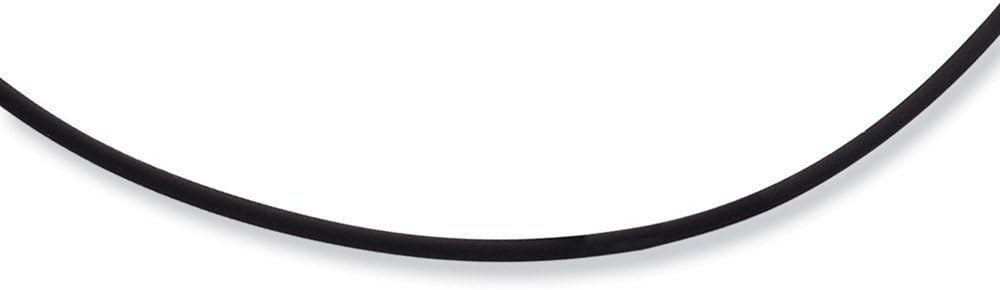 Solid 925 Sterling Silver 18inch 2mm Black Rubber Cord Necklace - with Secure Lobster Lock Clasp 18"