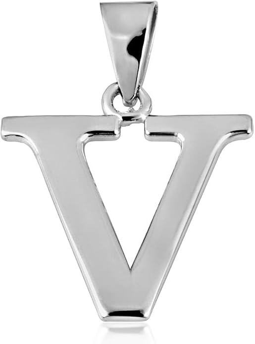 Claddagh Gold .925 Sterling Silver Initial Pendant Charm – Personalized Alphabet Letter Jewelry in 0.80mm or 0.55mm Block Font