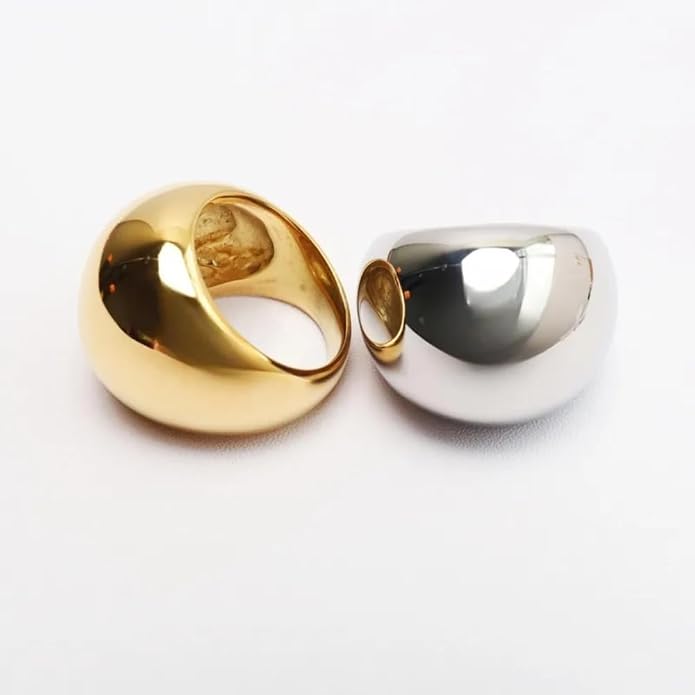 Pierced Owl Titanium Steel Dome Chunky Statement Ring