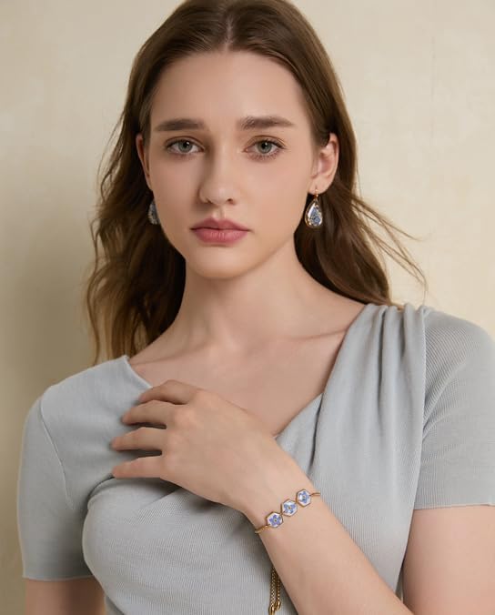 AUNTESIGN Forget-Me-Not Pressed Wildflower Bracelet | Pressed Flower Bracelet | Gold/Silver Pressed Flower Jewelry | Personalized Handmade Jewelry | Gift For Women