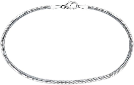 Savlano 925 Sterling Silver 2MM Diamond Cut Flexible Oval Snake Chain Anklet for Women Comes in 9"-10" inches with Gift Box - Made in Italy