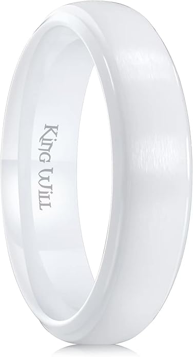 King Will Ceramic Wedding Band for Men Women-6-8mm Width Black & White with Multi Style Design Promise Rings Comfort Fit Size 7-14
