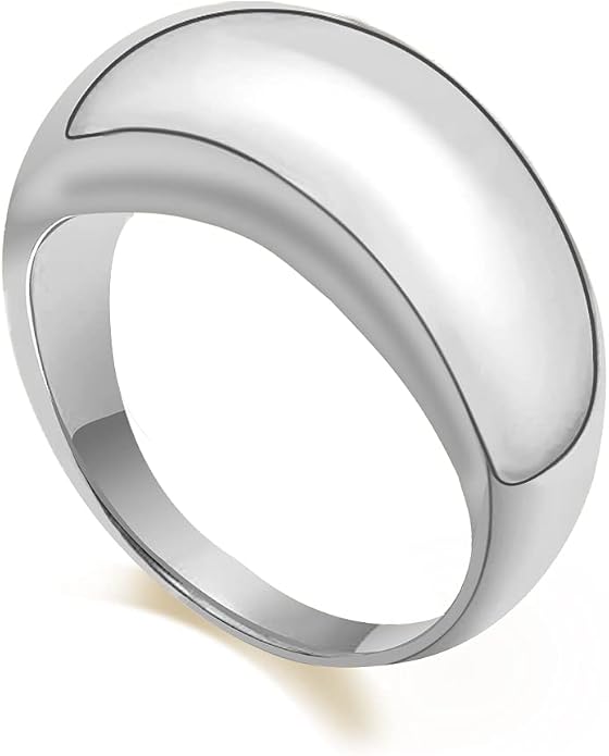 ESMATOO Chunky Dome Rings - Thick Golden Rings (Size 5-9)