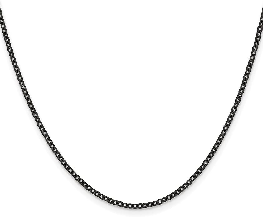 Stainless Steel IP Black-plated 2.30mm 22in Cable Chain Necklace - with Secure Lobster Lock Clasp 22"