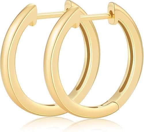 14K Gold Huggie Hoop Earrings for Women - Small Minimalist Earrings