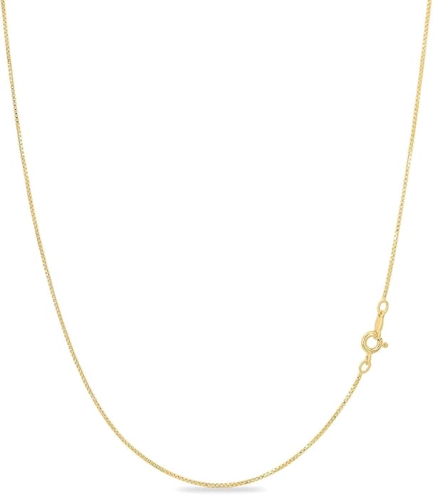 KEZEF 18K Gold Plated 925 Sterling Silver Box Chain Necklace for Women, 1mm Thin & Sturdy Italian Chain Necklace, Rose Gold & Silver Available, 15/16/18/20/22/24/30 Inch