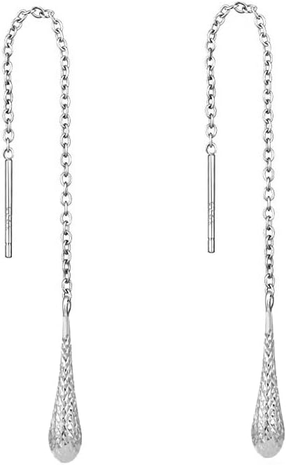 925 Sterling Silver Threader Earrings, Dangle Drop Earrings for Women, Teardrop Dangle Earrings.