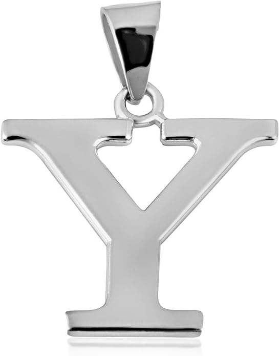 Claddagh Gold .925 Sterling Silver Initial Pendant Charm – Personalized Alphabet Letter Jewelry in 0.80mm or 0.55mm Block Font