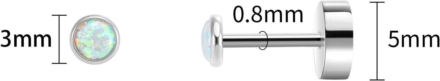 Titanium Earrings for Women Stud Earrings Cubic Zirconia Dainty Screw Flat Back Hypoallergenic Earrings for Women for Multiple Cartilage Helix Conch Tragus Piercing Jewelry for Sensitive Ears