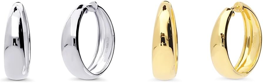 BERRICLE Sterling Silver CZ Dome Fashion Hoop Huggie Earrings for Women, Cubic Zirconia, Rose/Yellow Gold Flashed, Small/Medium Size (0.5-1 Inch)