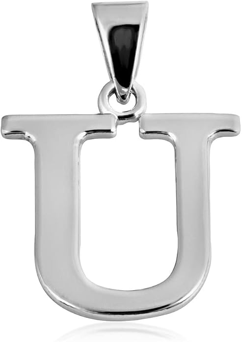 Claddagh Gold .925 Sterling Silver Initial Pendant Charm – Personalized Alphabet Letter Jewelry in 0.80mm or 0.55mm Block Font