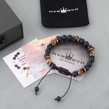 Mens Beaded Bracelet - Stone Jewelry, Black Onyx Hematite Bracelets, Mens Accessories, Adjustable