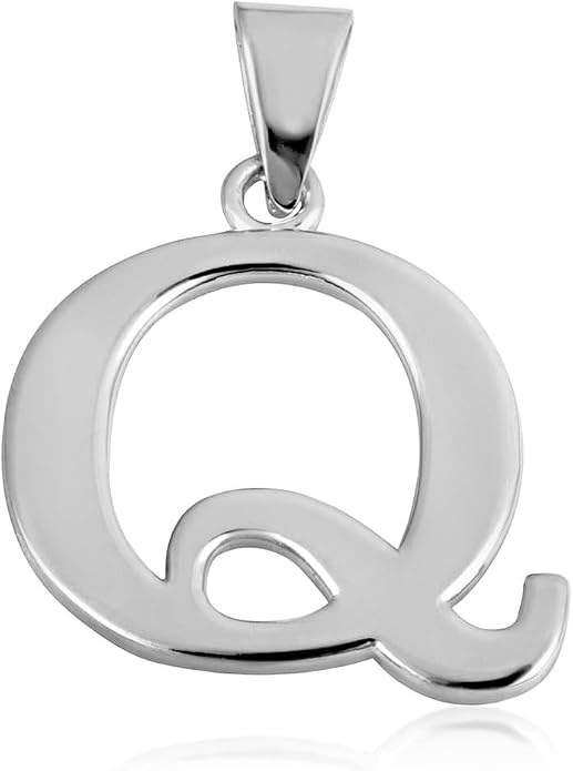 Claddagh Gold .925 Sterling Silver Initial Pendant Charm – Personalized Alphabet Letter Jewelry in 0.80mm or 0.55mm Block Font