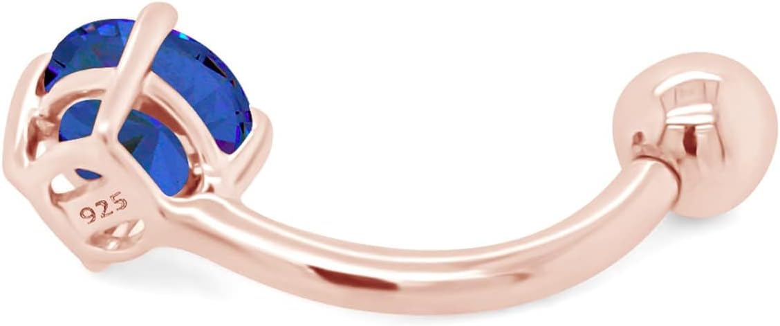 AFFY Round Shape Body Piercing Curved Barbells, Floating Navel Belly Piercing Button Premium Surgical Steel Ring in 14K Gold Over Sterling Silver