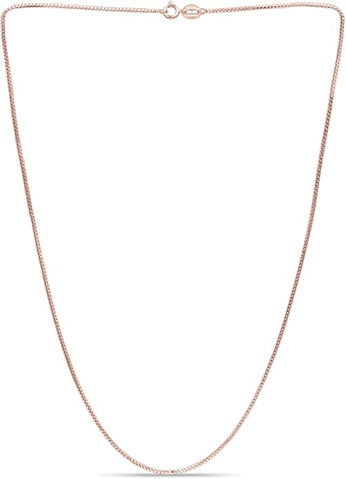 SEA OF ICE Chain Necklace 925 Sterling Silver with Ring Clasp Closure, Italian Box Necklace Chain Necklace for Women & Men, Available in Gold, Rose Gold, Silver, and Black Rhodium, Multisize