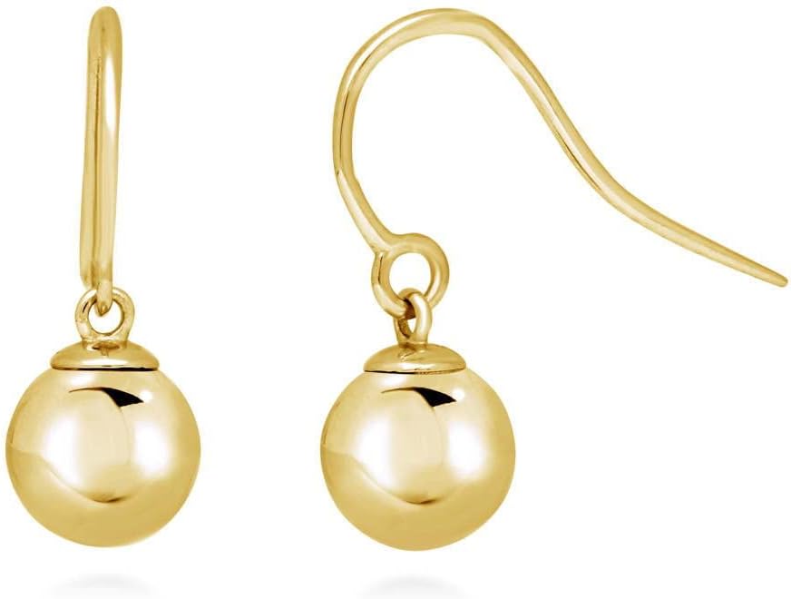 BERRICLE Sterling Silver Minimalist Dangle Earrings for Women, Gold Flashed Fish Hook/Leverback Drop Earrings - Trendy Design in Ball Bead, Bar, Teardrop, Treble Clef Music Note