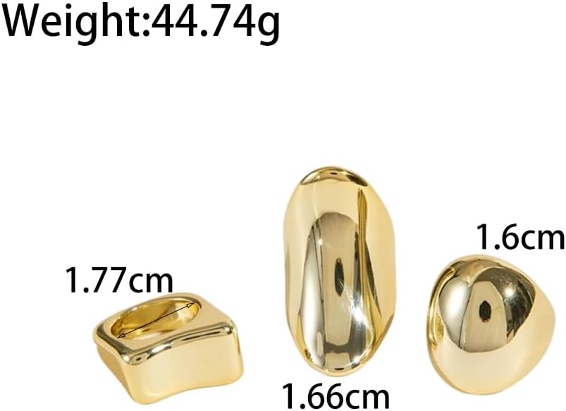 Chunky Statement Rings for Women Thick Geometric Stackable Knuckle Ring Exaggerated Large Dome Midi Aesthetic Rings Set Trendy Everyday Jewelry Gifts