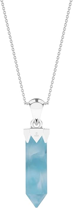 Hexagonal Shape Natural Gemstone Pendant Necklace for Women, Birthstone Jewelry Gifts for Her Birthday, Anniversary, Graduation (15x3.5mm, Bezel-Set)