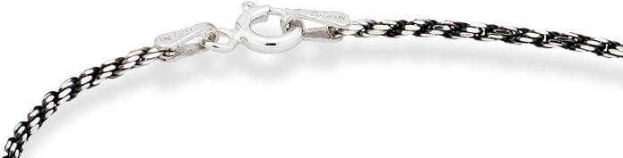 Miabella 925 Sterling Silver Solid 1.5mm Diamond-Cut Braided Rope Chain Anklet Ankle Bracelet for Women, Made in Italy