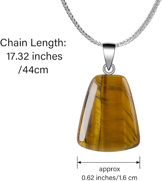 iSTONE 925 Sterling Silver Natural Crytral for Womens Pendant Necklace, Gemstone Birthstone with 17.8" Silver Chain Ladies