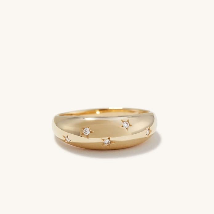JINEAR 18k Gold Filled Chunky Rings for Women Croissant Dome Statement Ring Trendy Twisted Braided Band Stacking Star Rings Jewelry Gifts