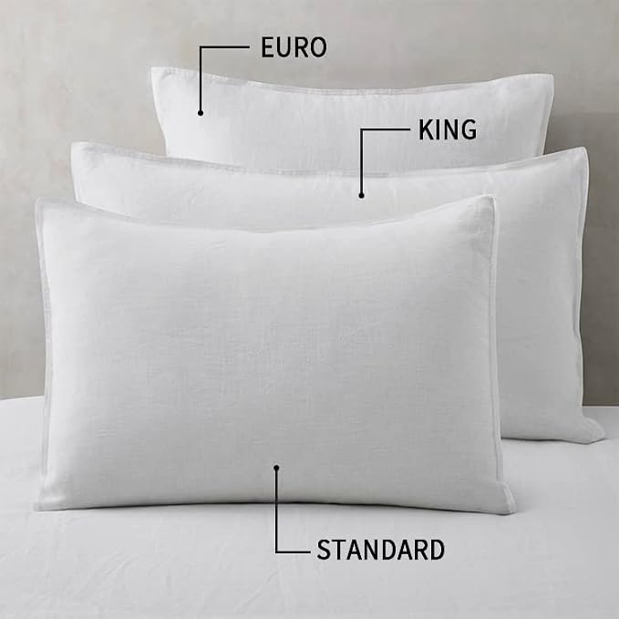 ATLINIA Linen Pillow Cases Standard Sham - 20 x 26 Inch Bed Pillow Protector Cover Set of 2 Bedding Cooling Neutral Pillowcase Shams White